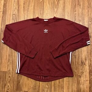 Y2K Adidas Crewneck Sweatshirt Men Large Burgundy Goalie Soccer 3‎ Stripes
